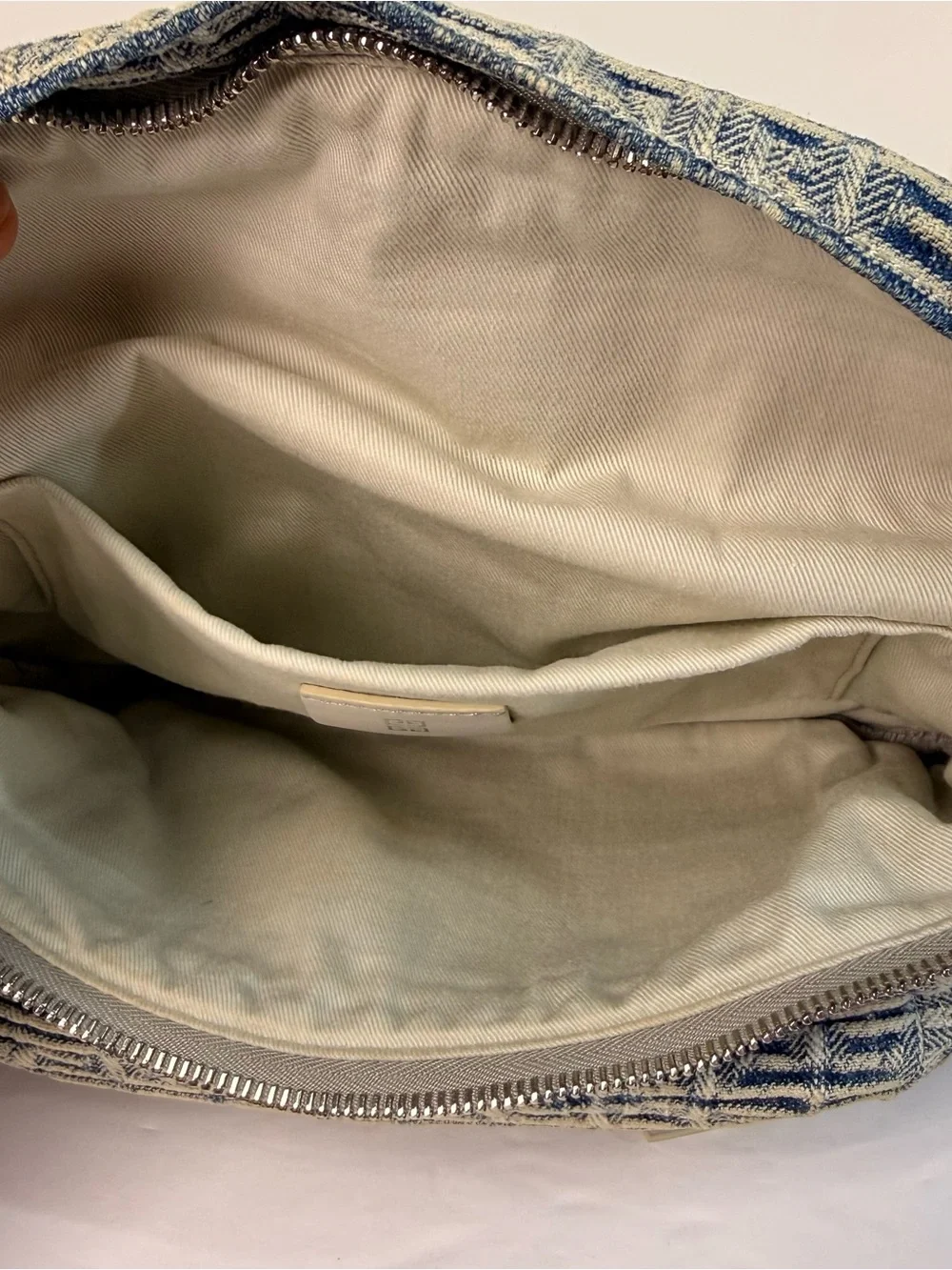 Givenchy Monogram Denim Logo 4G Print Belt Bag Crossbody Light Blue